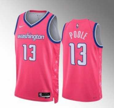 Mens Washington Wizards #13 Jordan Poole Pink Cherry Blossom City Edition Limited Stitched Basketball Jersey Dzhi->washington wizards->NBA Jersey